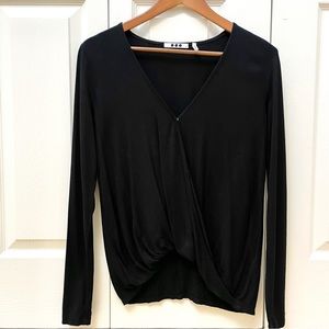 Three Dots Black Longsleeve Drape Top XS